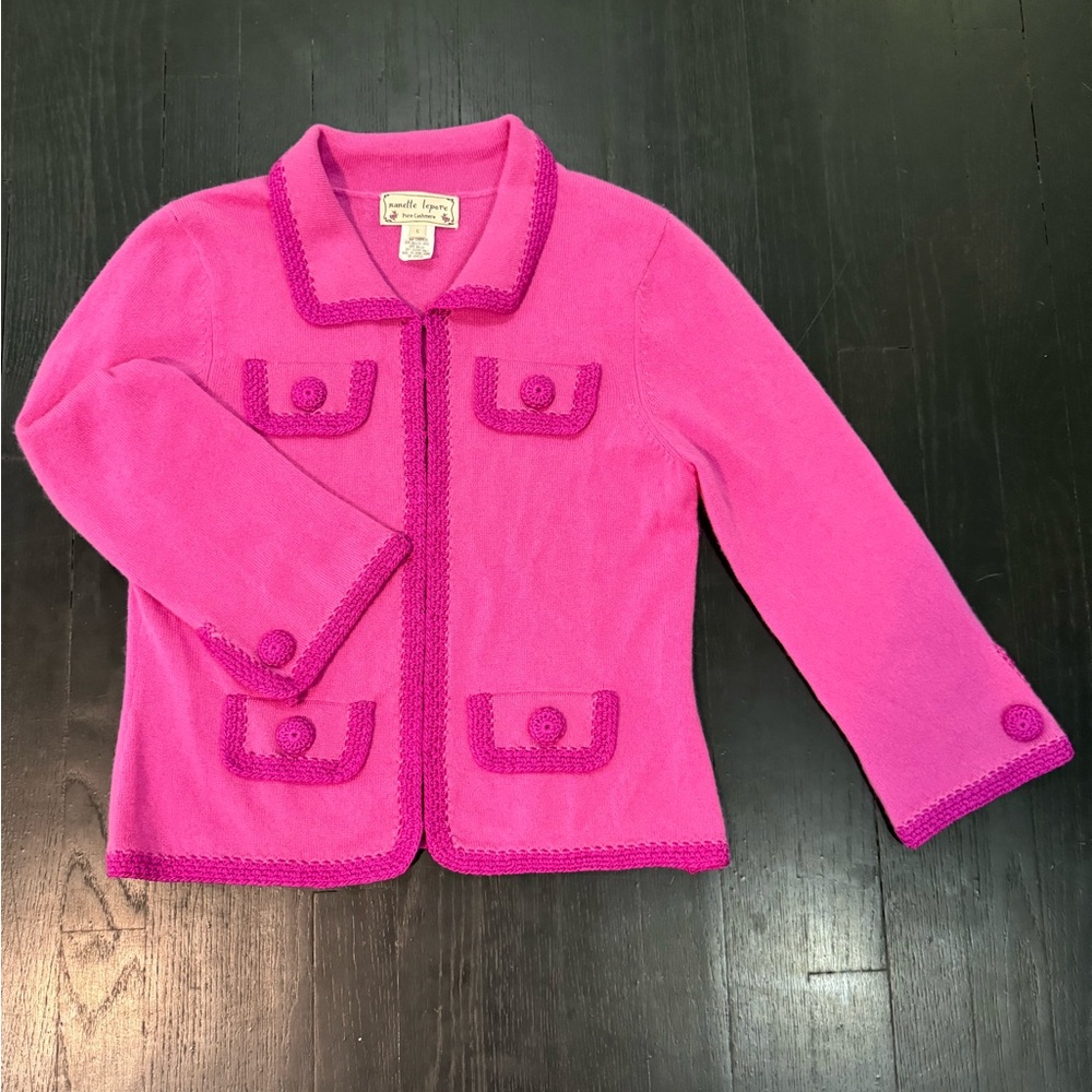Nanette Lepore Hot Pink Two-Tone Knit Jacket
